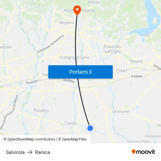 Salvirola to Ranica map