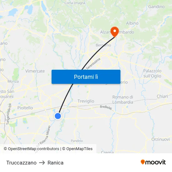 Truccazzano to Ranica map