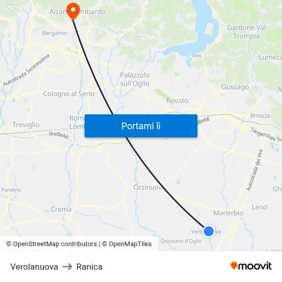 Verolanuova to Ranica map
