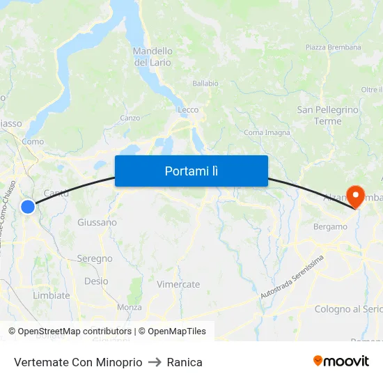 Vertemate Con Minoprio to Ranica map