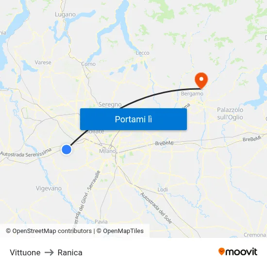 Vittuone to Ranica map