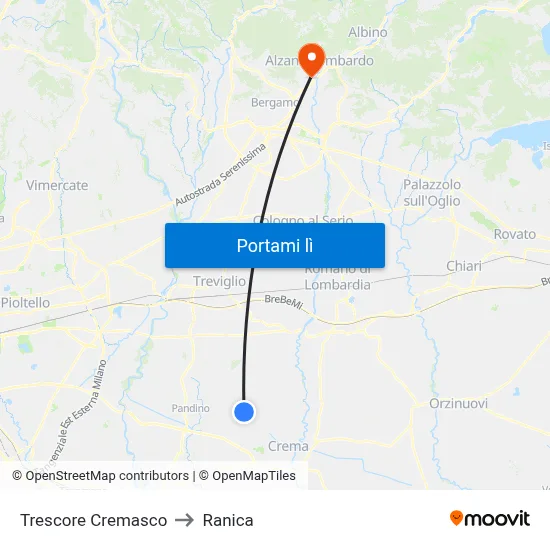Trescore Cremasco to Ranica map