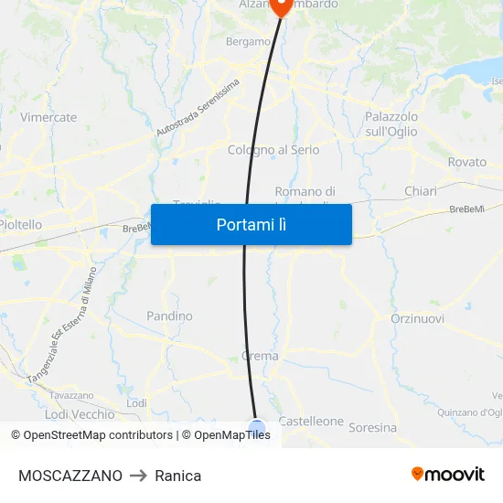 MOSCAZZANO to Ranica map