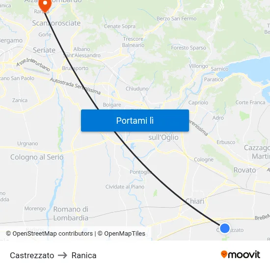 Castrezzato to Ranica map