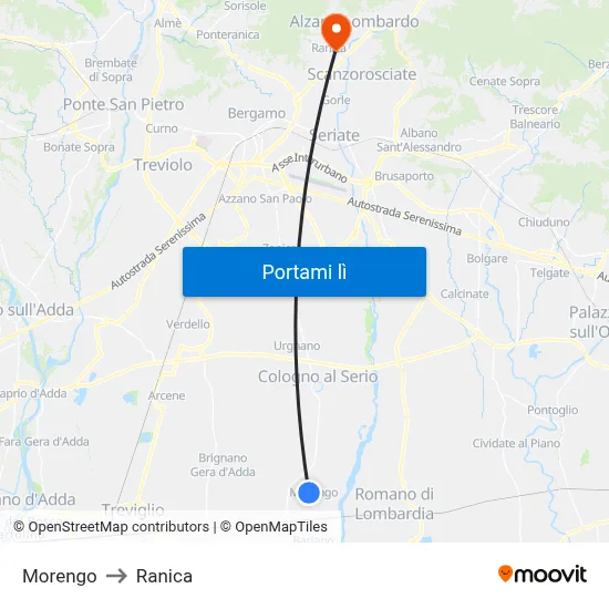 Morengo to Ranica map