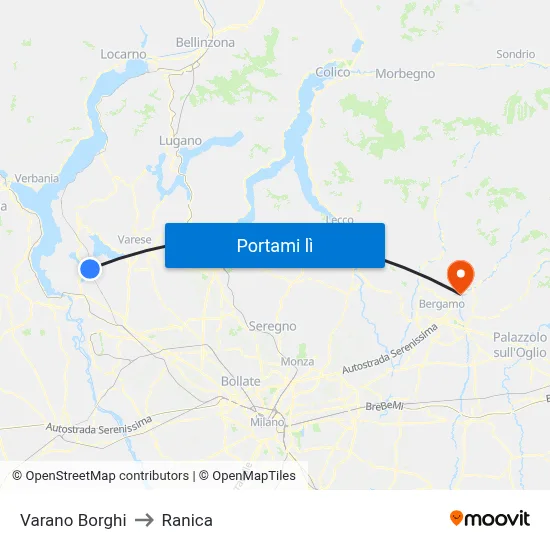 Varano Borghi to Ranica map