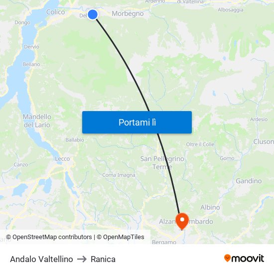 Andalo Valtellino to Ranica map