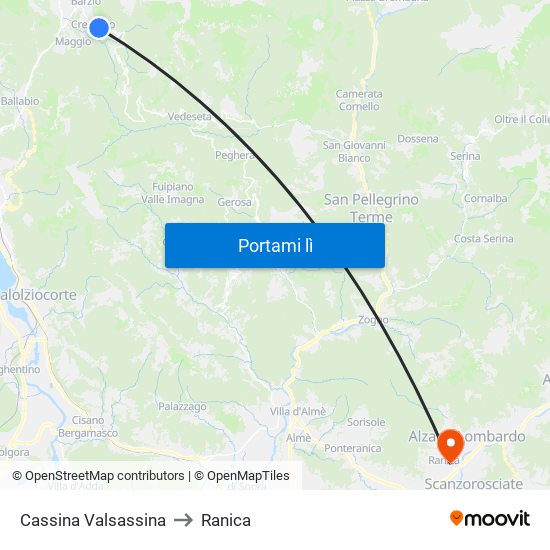 Cassina Valsassina to Ranica map