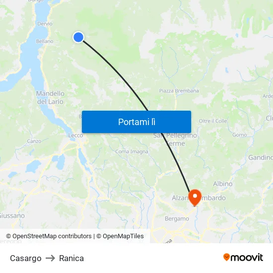 Casargo to Ranica map