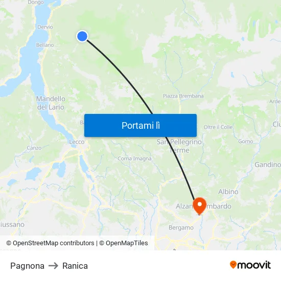 Pagnona to Ranica map