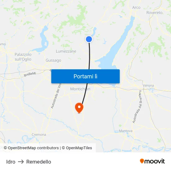 Idro to Remedello map