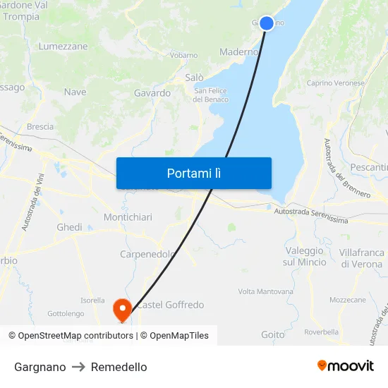 Gargnano to Remedello map