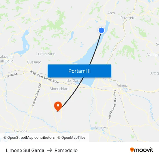 Limone Sul Garda to Remedello map