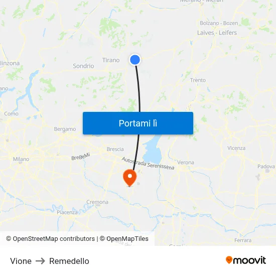 Vione to Remedello map