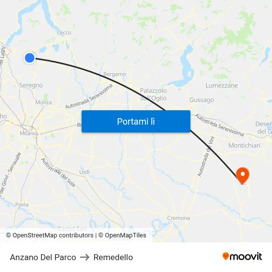 Anzano Del Parco to Remedello map