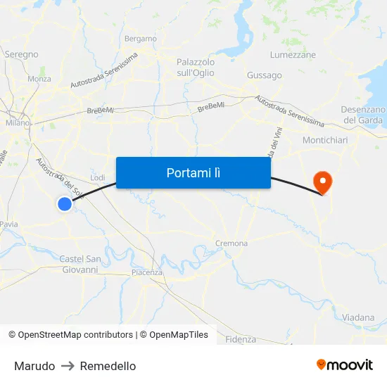 Marudo to Remedello map