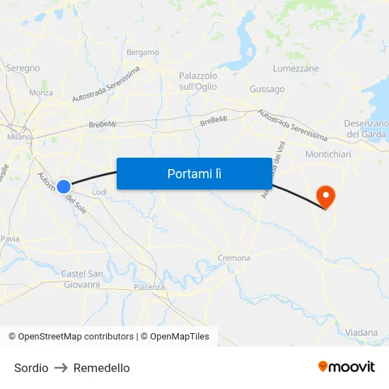 Sordio to Remedello map