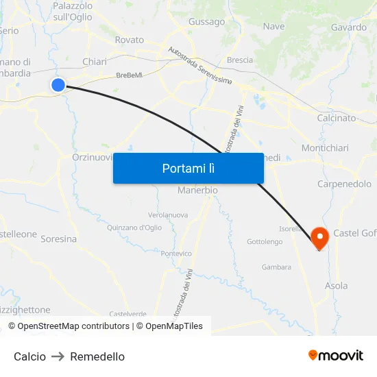Calcio to Remedello map