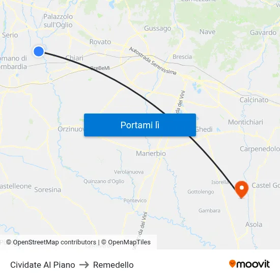 Cividate Al Piano to Remedello map