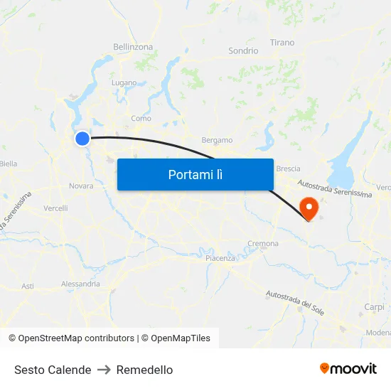 Sesto Calende to Remedello map