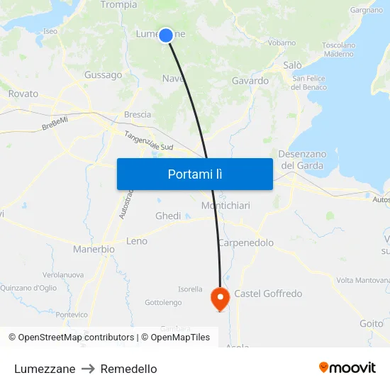 Lumezzane to Remedello map