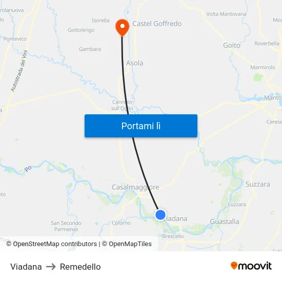 Viadana to Remedello map
