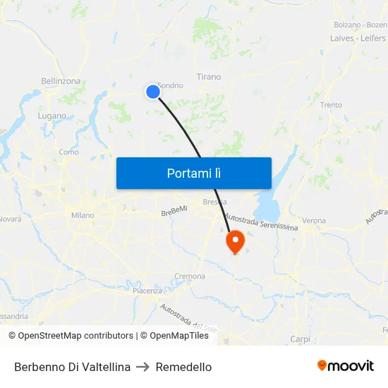 Berbenno Di Valtellina to Remedello map