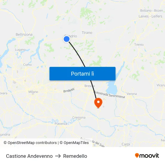 Castione Andevenno to Remedello map