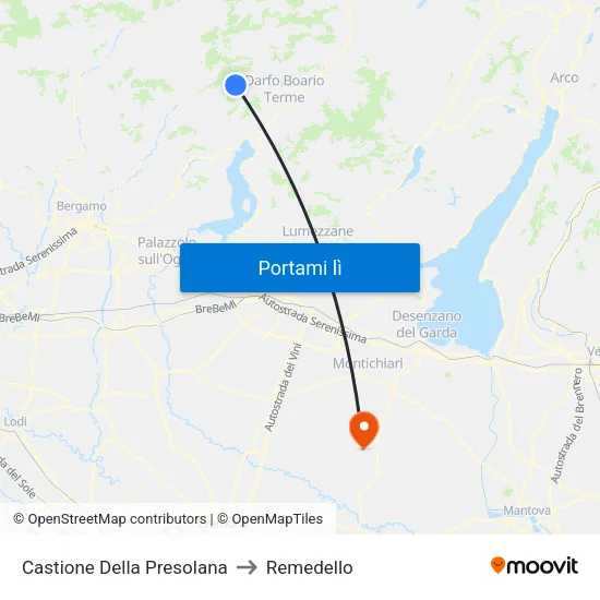 Castione Della Presolana to Remedello map