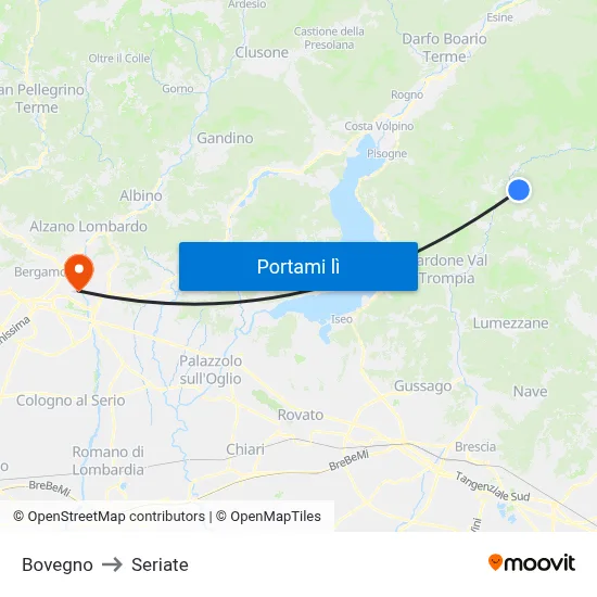 Bovegno to Seriate map