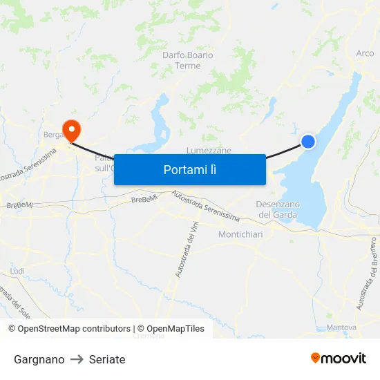 Gargnano to Seriate map