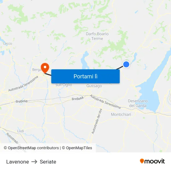 Lavenone to Seriate map