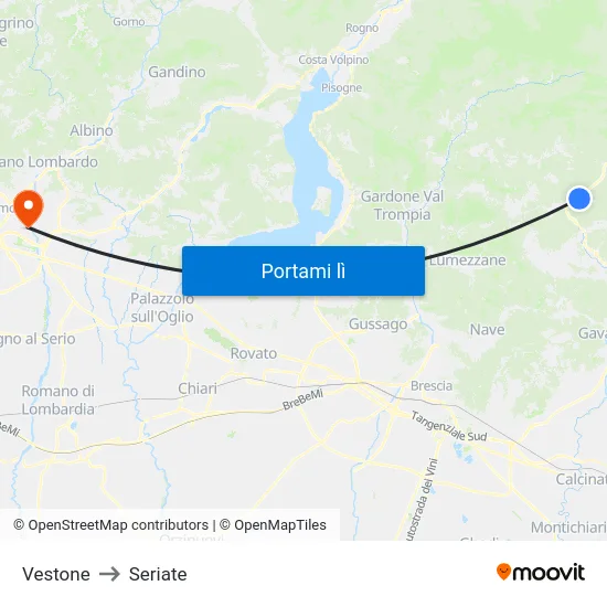 Vestone to Seriate map