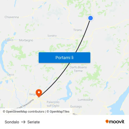 Sondalo to Seriate map