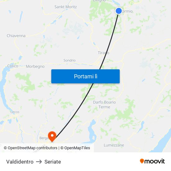 Valdidentro to Seriate map