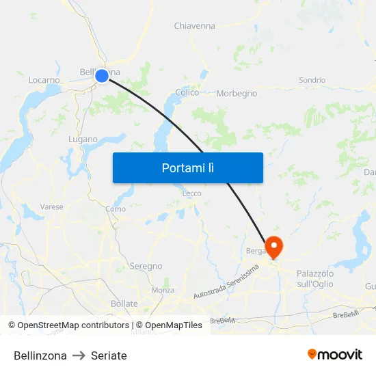 Bellinzona to Seriate map