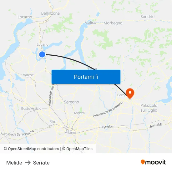 Melide to Seriate map