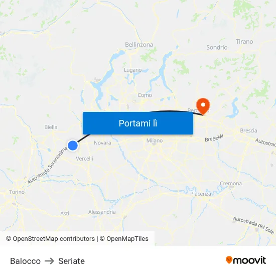 Balocco to Seriate map