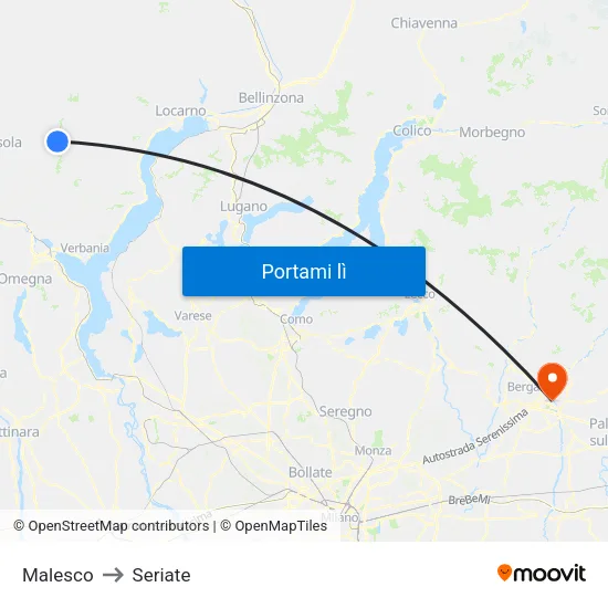 Malesco to Seriate map