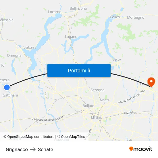 Grignasco to Seriate map
