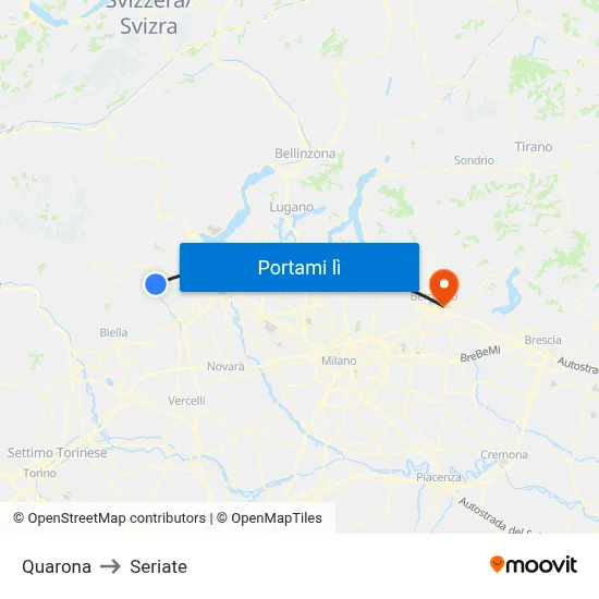 Quarona to Seriate map