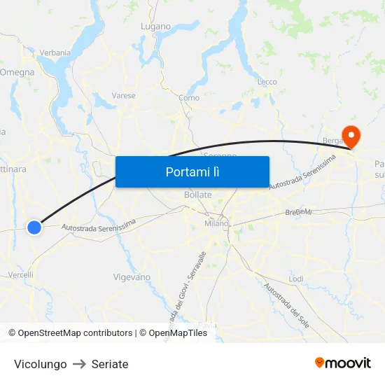 Vicolungo to Seriate map