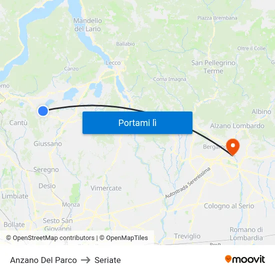 Anzano Del Parco to Seriate map