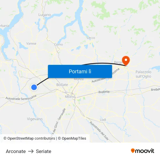Arconate to Seriate map