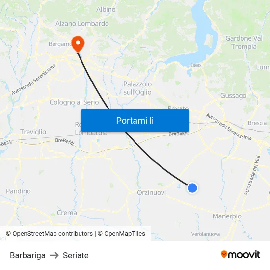 Barbariga to Seriate map