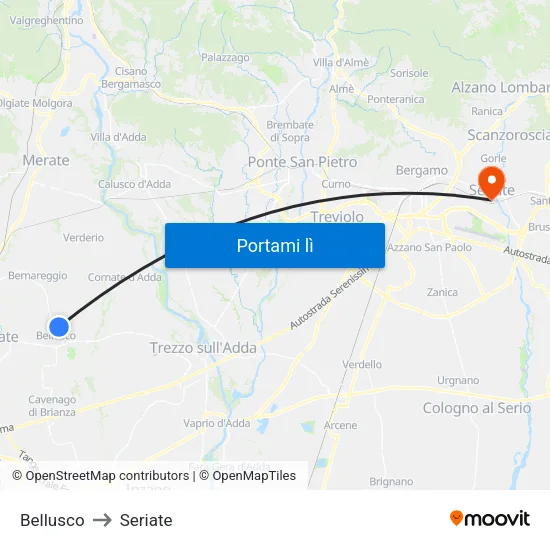 Bellusco to Seriate map