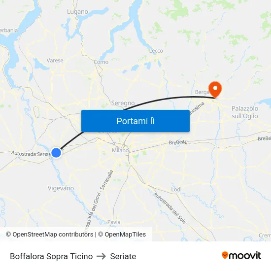 Boffalora Sopra Ticino to Seriate map