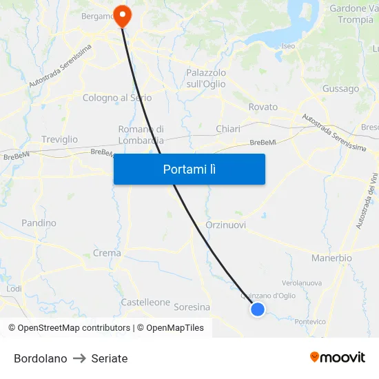 Bordolano to Seriate map