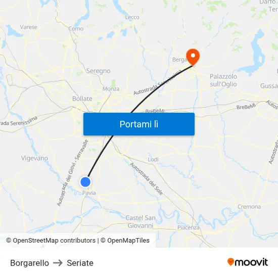 Borgarello to Seriate map