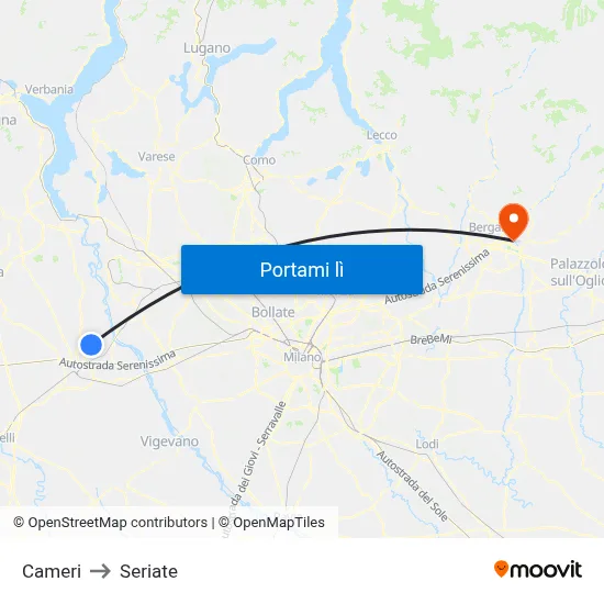 Cameri to Seriate map